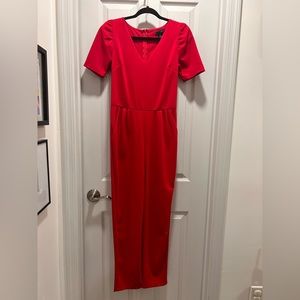 NWT Aqua Red Short Sleeve Dress Jumpsuit - M